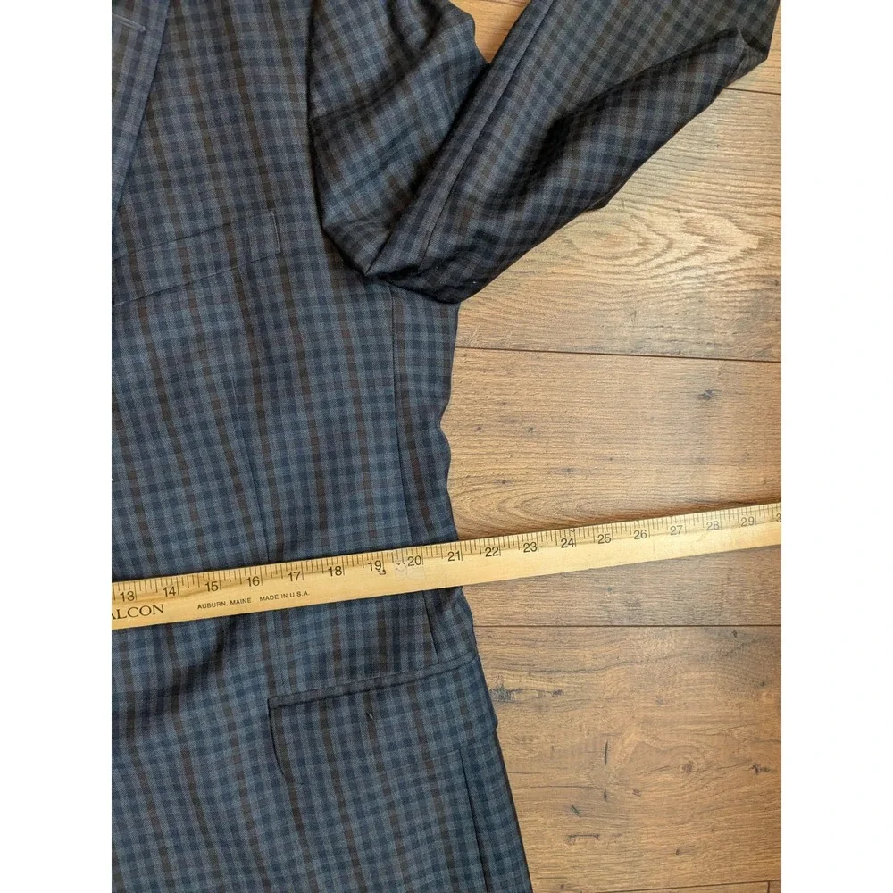 Peter Millar Mens Plaid Blazer Sport Coat Jacket 44T Navy Brown‎ Wool